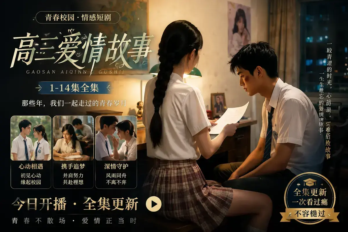 《AI 短剧高三爱情故事》高清完整版在线观看-林澈苏晚晴校园恋曲初见心动-误会虐心毕业告白-高三爱情故事中字无删减版全集资源